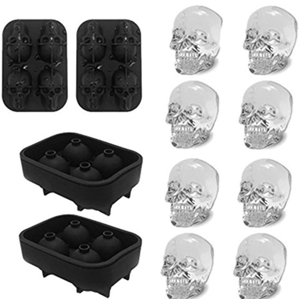 3D Silicone Ice Cube Mold - 2 Pack 1.9″ Easy Release Flexible Freezer Tray